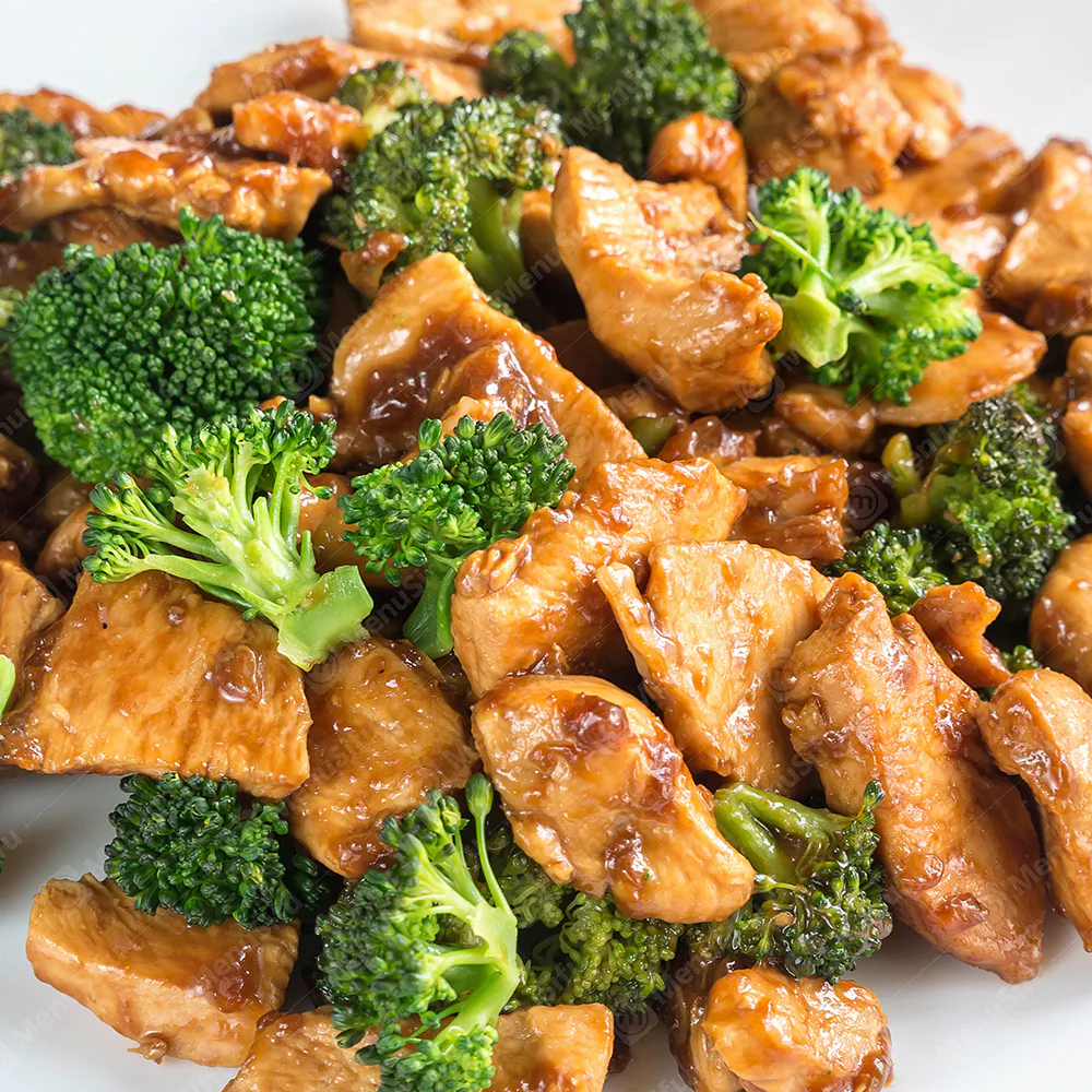 Glazed chicken with broccoli at Sun's Wok and Mongolian BBQ, a Chinese Restaurant in South Gate