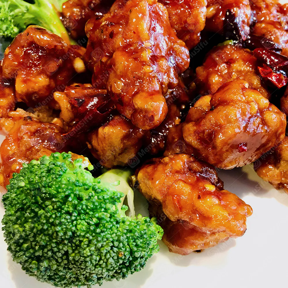 Spicy General Tso's chicken at Sun's Wok and Mongolian BBQ, a Chinese Restaurant in South Gate