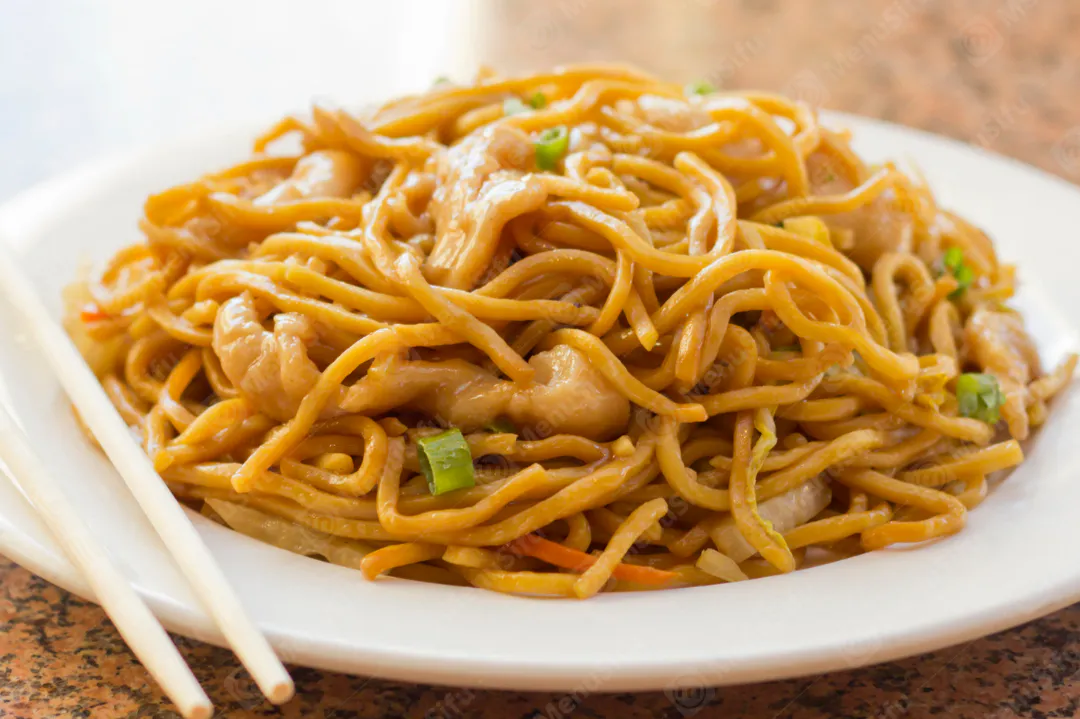 Fried noodles in this building at Sun's Wok and Mongolian BBQ, a Chinese Restaurant in South Gate